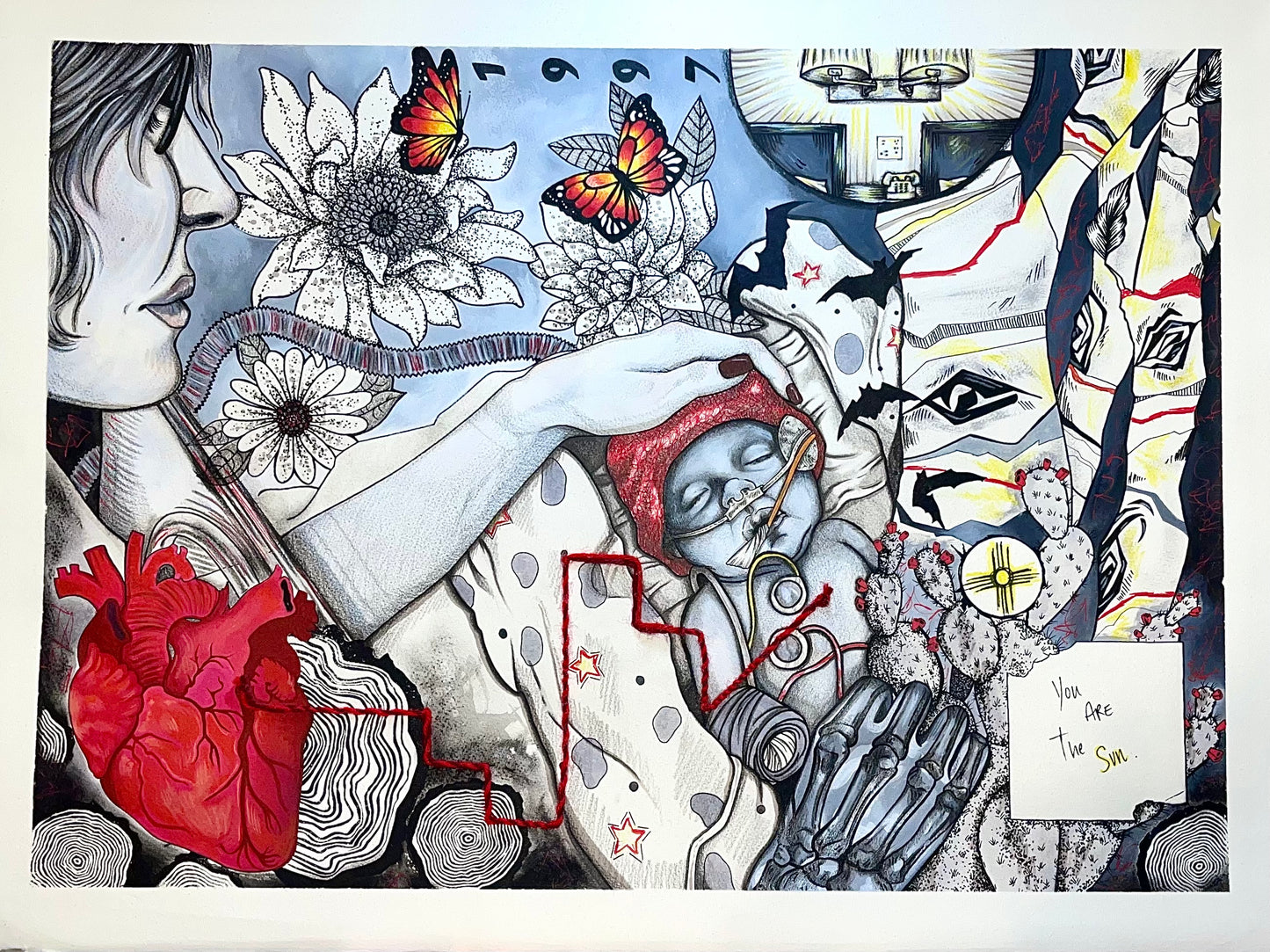 You Are The Sun (22"x30") Original Mixed Media