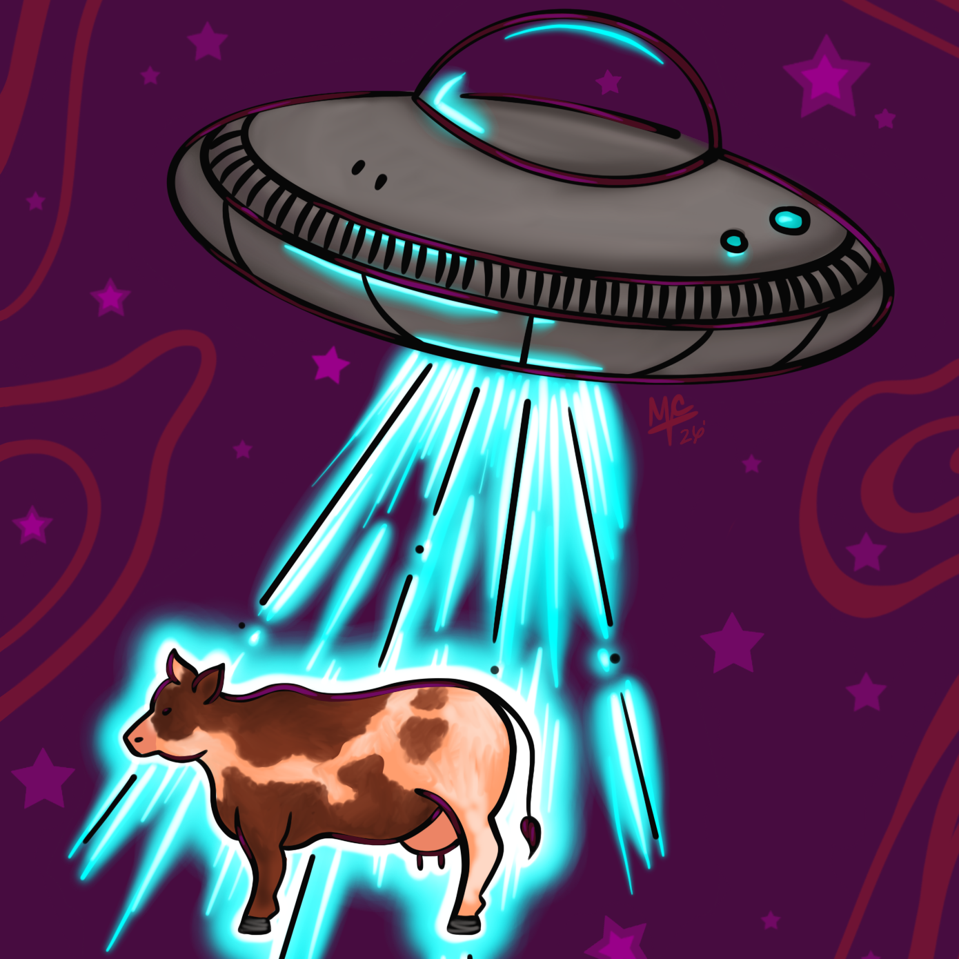 UFO and Cow (8.5"x11")
